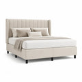Polsterbett Doppelbett Stoffbezug MDF Holzrahmen Beige 180 x 200 cm