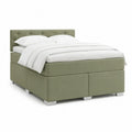 Polsterbett Doppelbett 160 x 200 cm MDF Grün mit gepolstertem Kopfteil und Bettkasten
