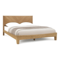 Bett Doppelbett Massivholz Natur Rattanoptik Kopfteil 180 x 200 cm
