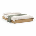 Bett Doppelbett 180 x 200 cm Spanplatte Eiche Optik Braun mit niedrigem Rahmen
