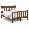 Massivholzbett Doppelbett Kopfteil Seitengitter Holzrahmen Rechteckig Braun 180 x 200 cm