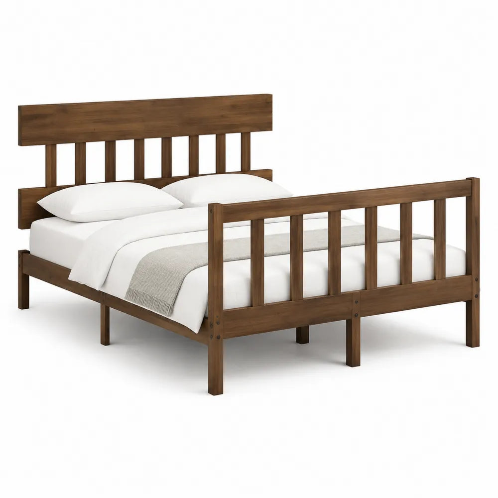 Massivholzbett Doppelbett Kopfteil Seitengitter Holzrahmen Rechteckig Braun 180 x 200 cm