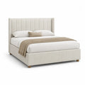 Polsterbett Doppelbett 180 x 200 cm MDF Beige mit gepolstertem Kopfteil