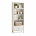Bücherregal mit Schublade 60 x 35 x 180 cm MDF Holzwerkstoff Rechteckig Weiß Natur