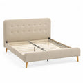 Polsterbett Doppelbett 180 x 200 cm MDF Beige mit gepolstertem Kopfteil und Lattenrost