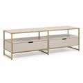 TV Lowboard 200x40x45 cm MDF Holzwerkstoff Beige mit Metallrahmen und Schubladen