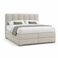 Boxspringbett Doppelbett 180x200 cm Polyestergewebe gepolstertes Kopfteil Beige