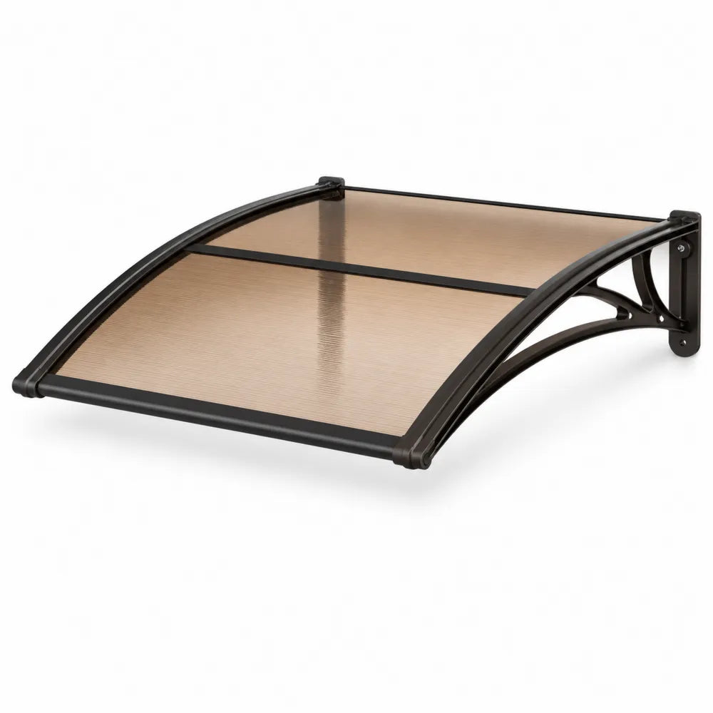 Markise Türvordach Aluminium mit Polycarbonatplatte gewölbt Schwarz Transparent 120 x 80 x 25 cm