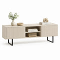 TV Lowboard 200 x 40 x 55 cm MDF Holzwerkstoff Rechteckig Beige Schwarz