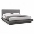 Polsterbett Doppelbett 180x200 cm MDF Holzwerkstoff gepolstertes Kopfteil Grau