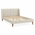 Polsterbett Doppelbett 180 x 200 cm MDF mit Polyesterbezug Rechteckig Creme