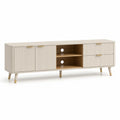 TV Lowboard 220 x 40 x 55 cm MDF Holzwerkstoff Rechteckig Beige Gold
